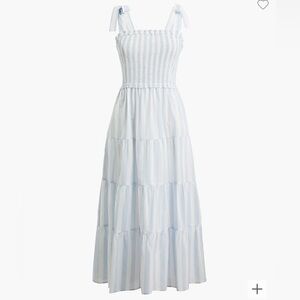 J.Crew Tie-Shoulder Sky White Striped Smock Dress Size S
Excellent Condition